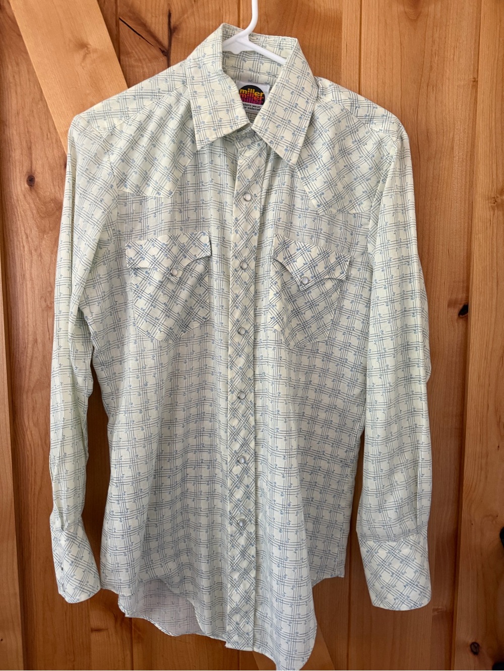 Vintage 70s Miller Western Wear Men’s Pearl Snap Shirt Plaid Cowboy Ranch M - Picture 6 of 11